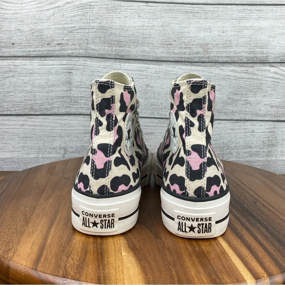 Converse Chuck Taylor All Star Lift High Pink Leopard Shoes 568002C Women’s 7.5